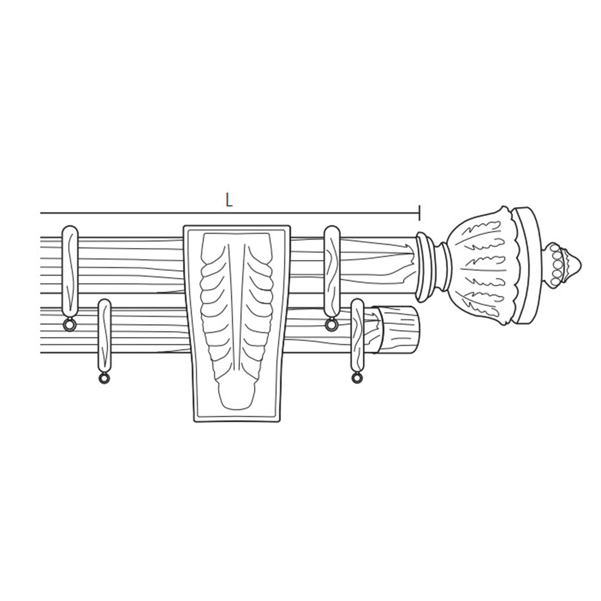 Casa Valentina bastone scorritenda in Legno diam. 50mm con anelli art. RAISSA