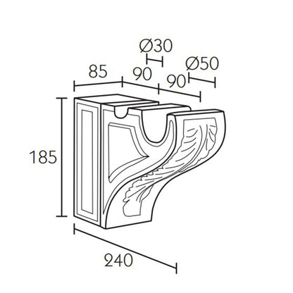 Casa Valentina bastone scorritenda in Legno diam. 50mm con anelli art. RAISSA