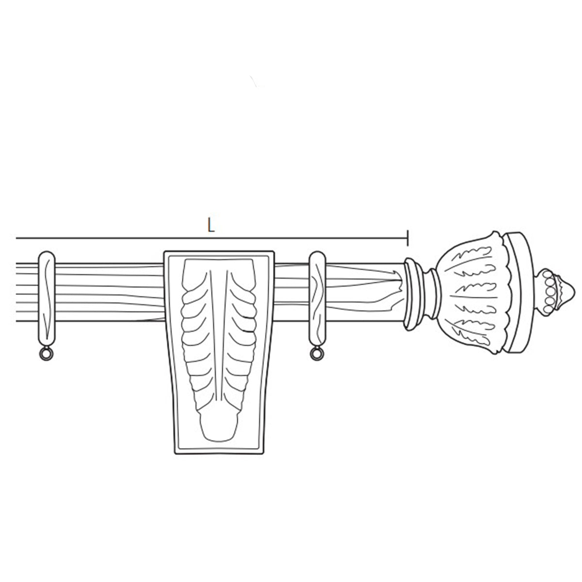 Casa Valentina bastone scorritenda in Legno diam. 50mm con anelli art. RAISSA