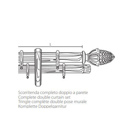 Casa Valentina bastone scorritenda in Legno diam. 50mm con anelli art. SISSI