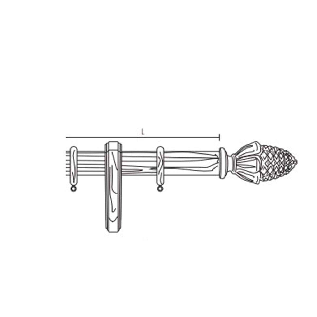 Casa Valentina bastone scorritenda in Legno diam. 50mm con anelli art. SISSI