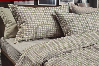 LE VIE DEL COTONE completo letto EFFETTO COPRILETTO in 100% cotone SINGOLO art. LIONE col. CERULEO