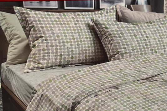 LE VIE DEL COTONE completo letto EFFETTO COPRILETTO in 100% cotone SINGOLO art. LIONE col. CERULEO
