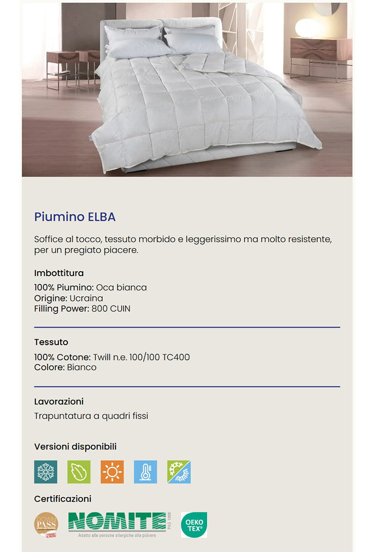 CINELLI piumino letto 100% piumino oca bianca UCRAINA art. ELBA