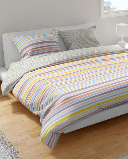 LE VIE DEL COTONE Parure Copripiumino in percalle di cotone SINGOLO collezione Color Trend  art. SUPER STRIPE col. Rainbow