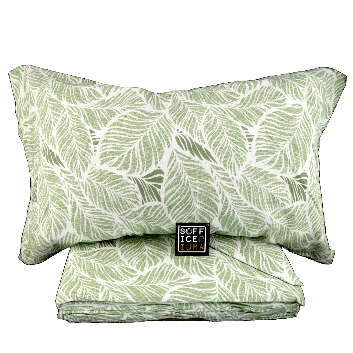 completo letto lenzuolo flanella no pilling floreale ocra celeste verde qualità made in italy eva verde