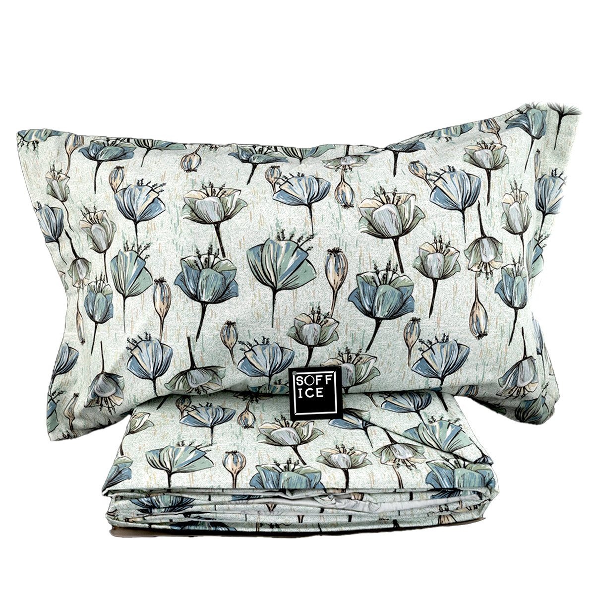 completo letto lenzuolo flanella no pilling floreale ocra celeste verde qualità made in italy nada bluette