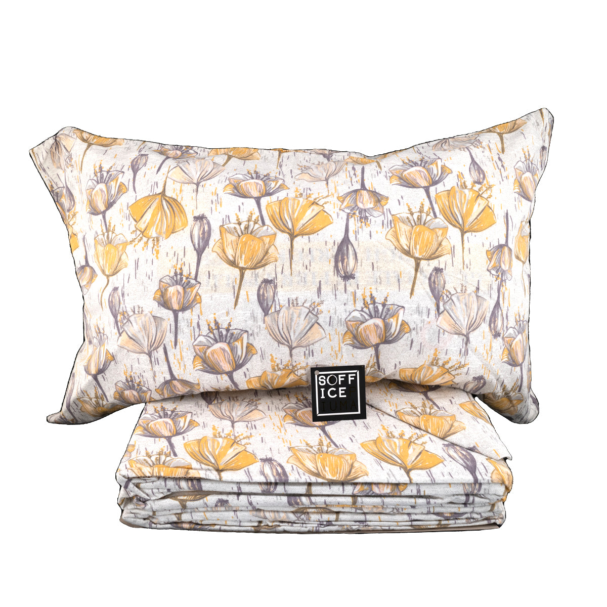 completo letto lenzuolo flanella no pilling floreale ocra celeste verde qualità made in italy nada ocra