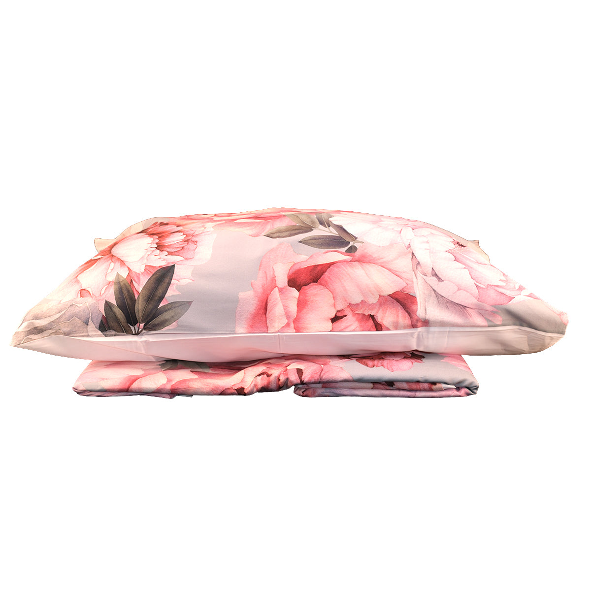 SOFFICEPIUMA® Completo Copripiumino in raso di  cotone double face art. Giardino di Peonie/01
