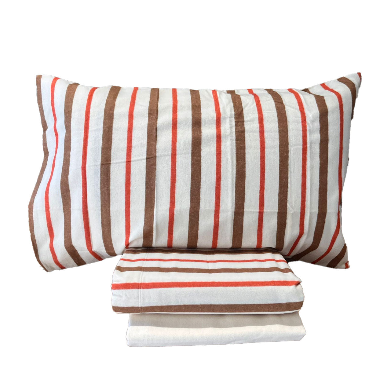 SOFFICEPIUMA® Completo Letto MATRIMONIALE  in FLANELLA collezione MARMOLADA TINTOINFILO art. RIGATO dis. RON