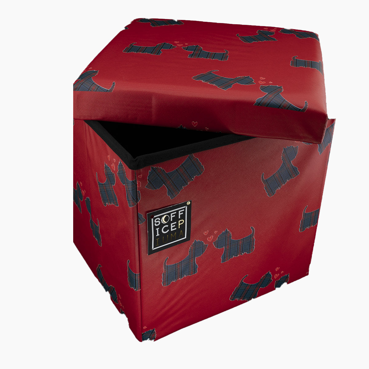 daunex cubo contenitore seduta tartan boston pieghevole economico sconto offerta cani rosso verde