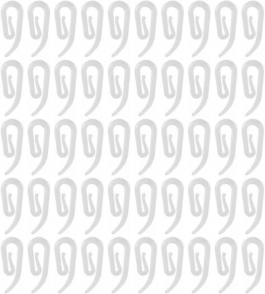 Gancini paperini per attaccare tende al binario o bastone di ferro con anelli  in plastica Bianca conf. 50 pz