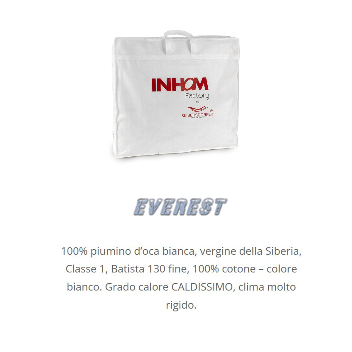 INHOM Factory art. EVEREST Piumino letto in piuma d'oca SIBERIANA by SEIBERSDORFER art. EVEREST