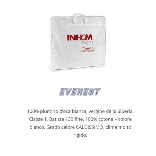 INHOM Factory art. EVEREST Piumino letto in piuma d'oca SIBERIANA by SEIBERSDORFER art. EVEREST
