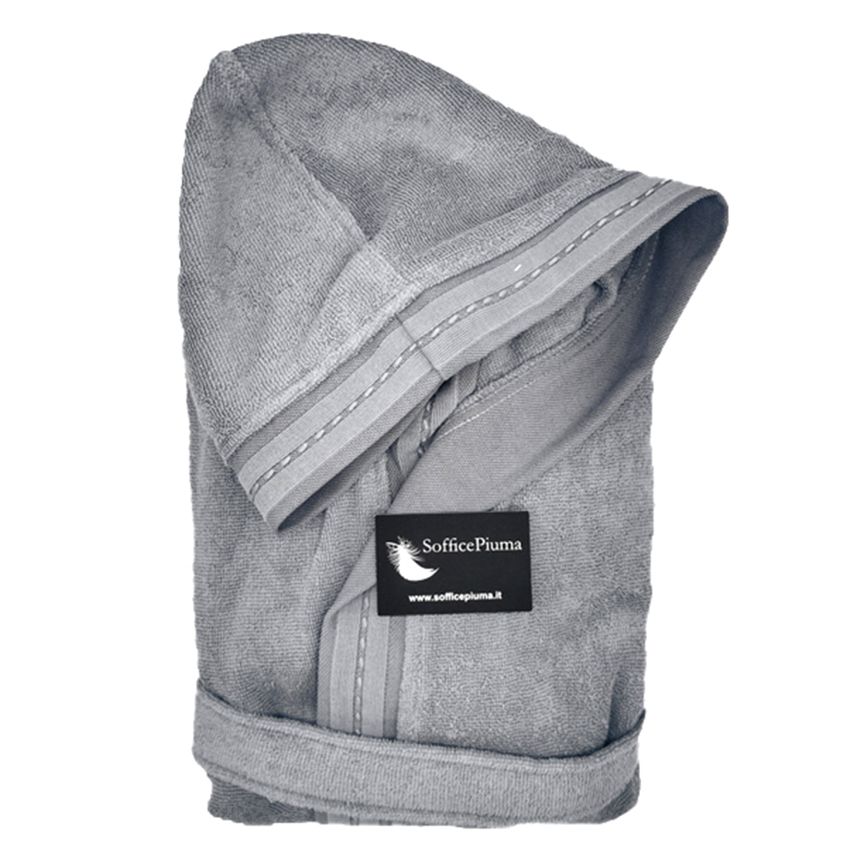 mirabello carrara accappatoio spugna cappuccio grigio scuro