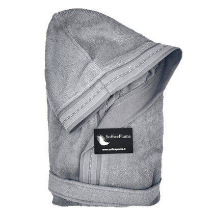 mirabello carrara accappatoio spugna cappuccio grigio scuro