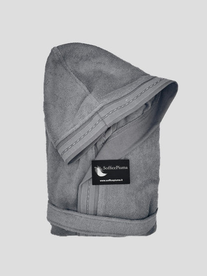 mirabello carrara accappatoio spugna cappuccio grigio scuro