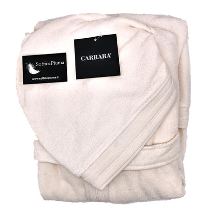 mirabello carrara accappatoio spugna cappuccio panna 1 1