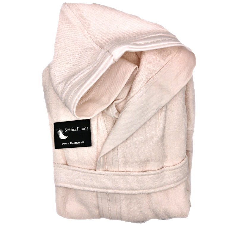 mirabello carrara accappatoio spugna cappuccio panna 2