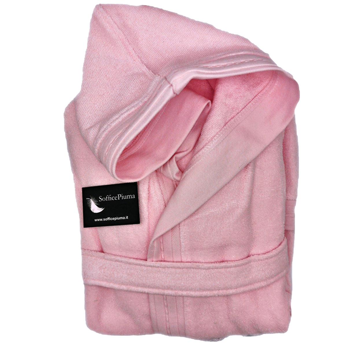 mirabello carrara accappatoio spugna cappuccio panna rosa