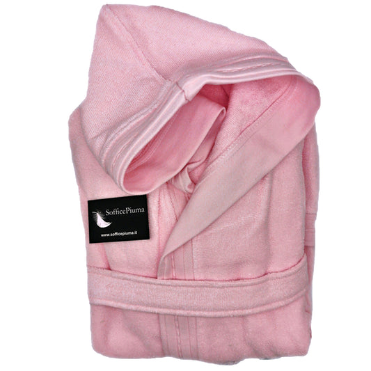 mirabello carrara accappatoio spugna cappuccio panna rosa