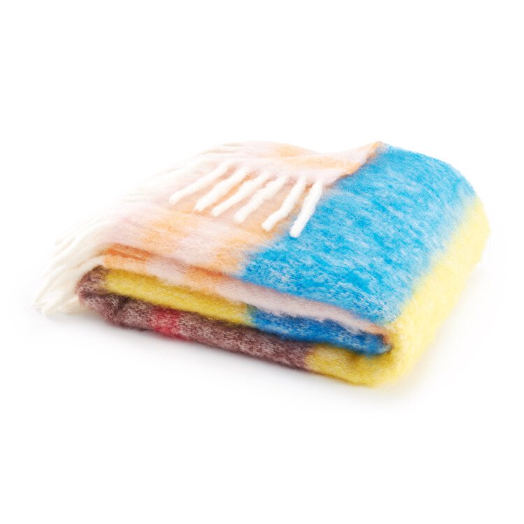 Bassetti Plaid in tinto filo bouclé garzato con frange libere 130x170 art. PLAID PELUCHE BEIGE