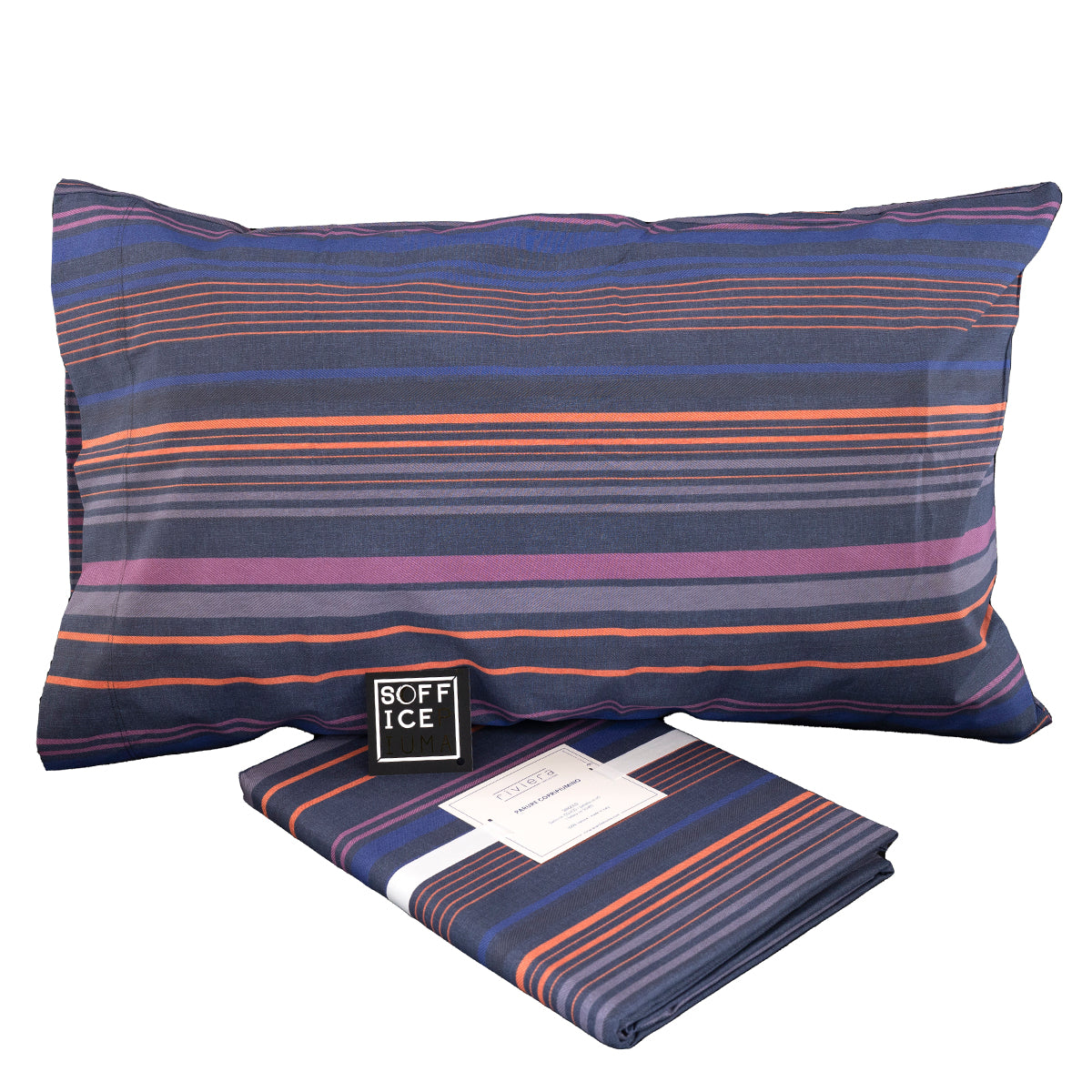 riviera parure copripiumino matrimoniale piazza mezzo singolo fantasia sconto outlet offerta blu naturale