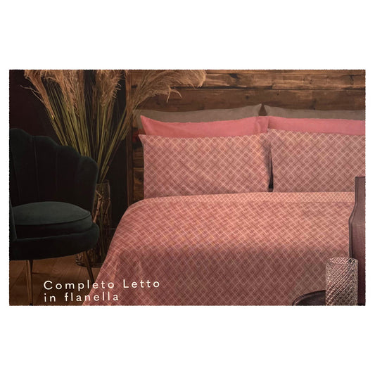 DI MAESTRO Completo Letto PIAZZA E MEZZO  in FLANELLA  art. INGRID col. PINK