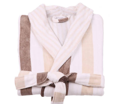 sofficepiuma accappatoio stripes ecru