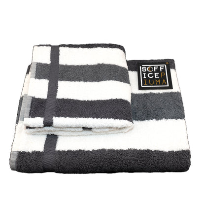 sofficepiuma asciugamani spugna idrofila 100 puro cotone offerta sconto outlet qualita asciugare bagno lavette smeraldo righe grandi grigio antracite