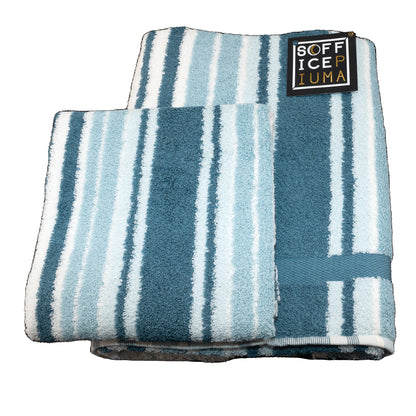 sofficepiuma asciugamani spugna idrofila 100 puro cotone offerta sconto outlet qualita asciugare bagno lavette smeraldo righe grandi tiffany