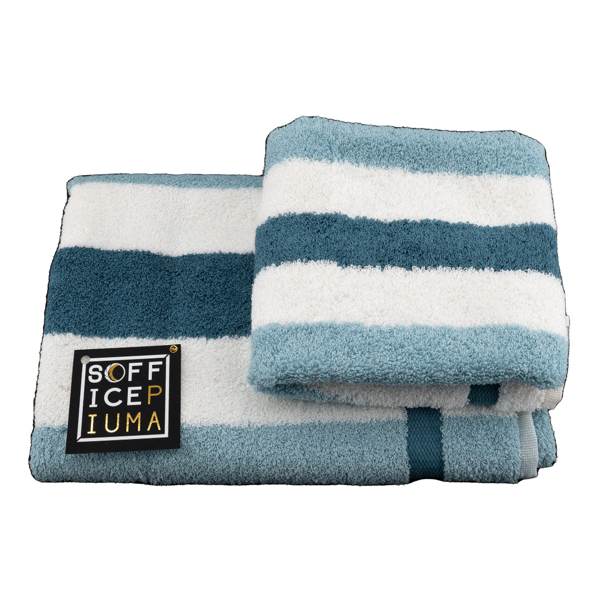 sofficepiuma asciugamani spugna idrofila 100 puro cotone offerta sconto outlet qualita asciugare bagno lavette smeraldo righe grandi