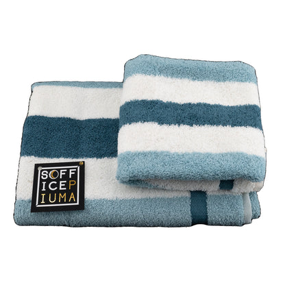 sofficepiuma asciugamani spugna idrofila 100 puro cotone offerta sconto outlet qualita asciugare bagno lavette smeraldo righe grandi