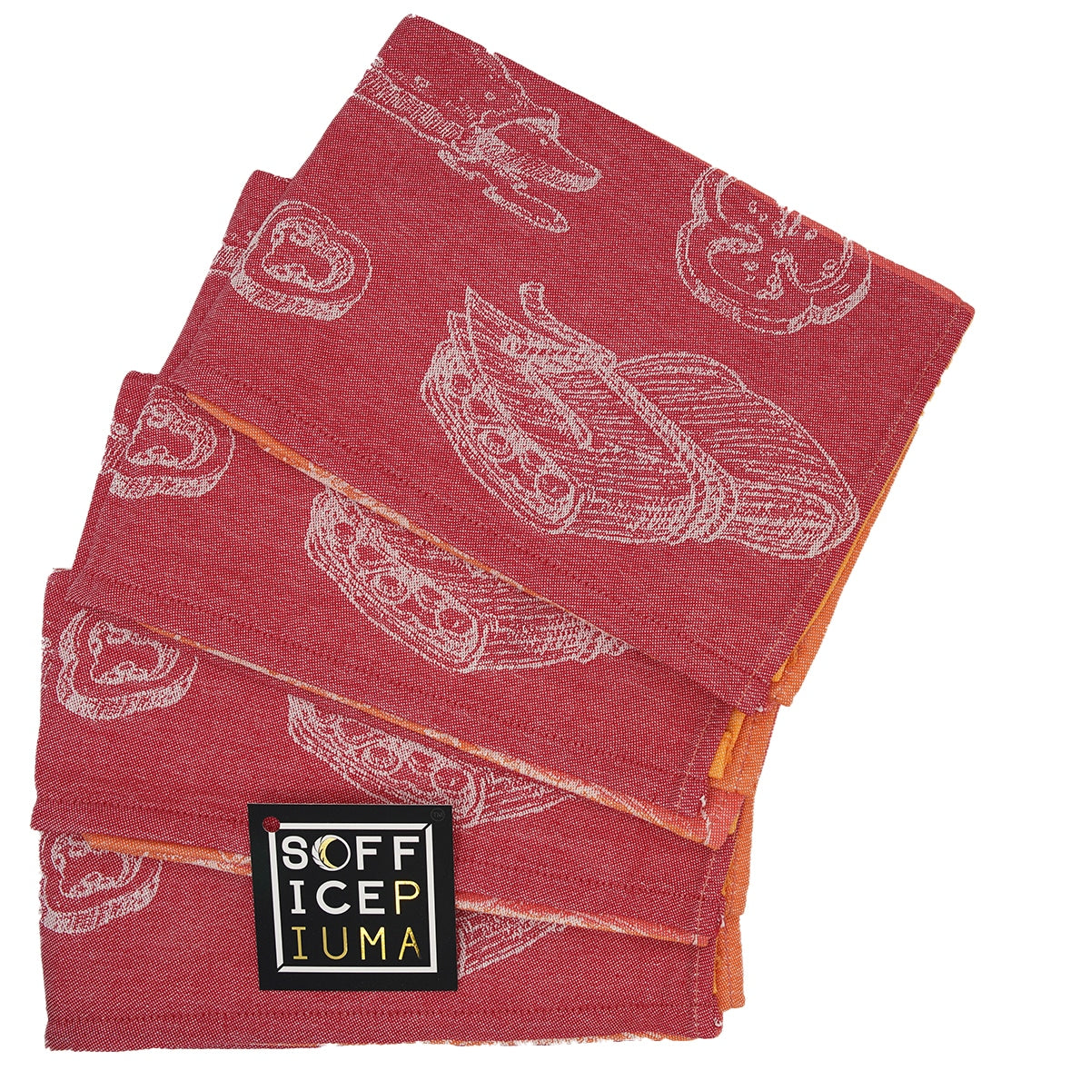 sofficepiuma asciughini strofinaccio cotone buffet rosso