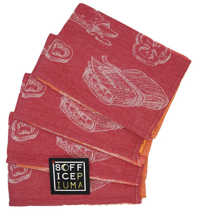 sofficepiuma asciughini strofinaccio cotone buffet rosso