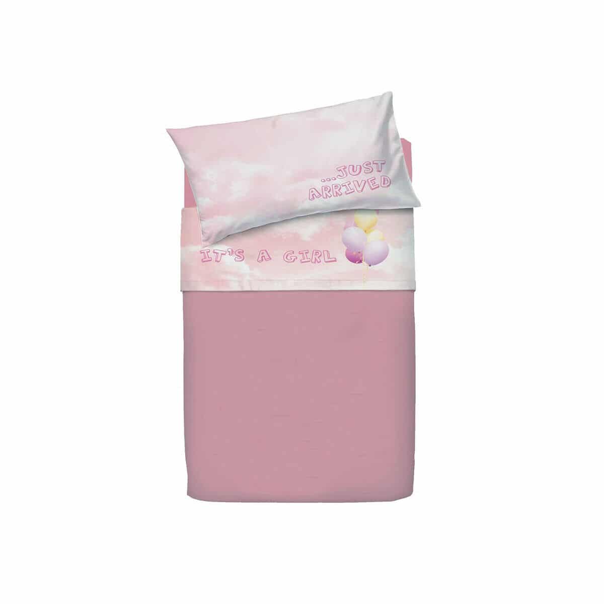 sofficepiuma bassetti completo letto baby little balloon rosa