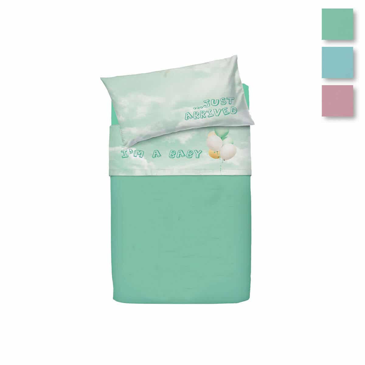 sofficepiuma bassetti completo letto baby little balloon verde