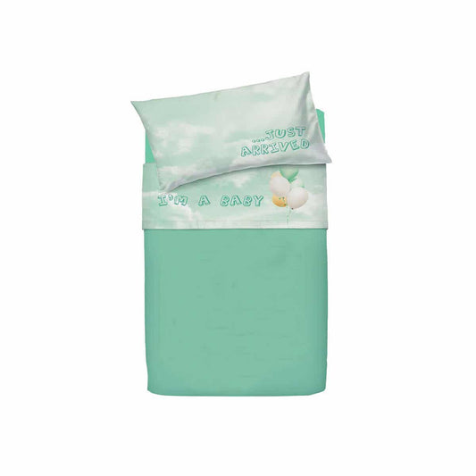 sofficepiuma bassetti completo letto baby little balloon verde1