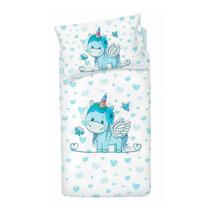 sofficepiuma bassetti copripiumino baby UNICORN CELESTE