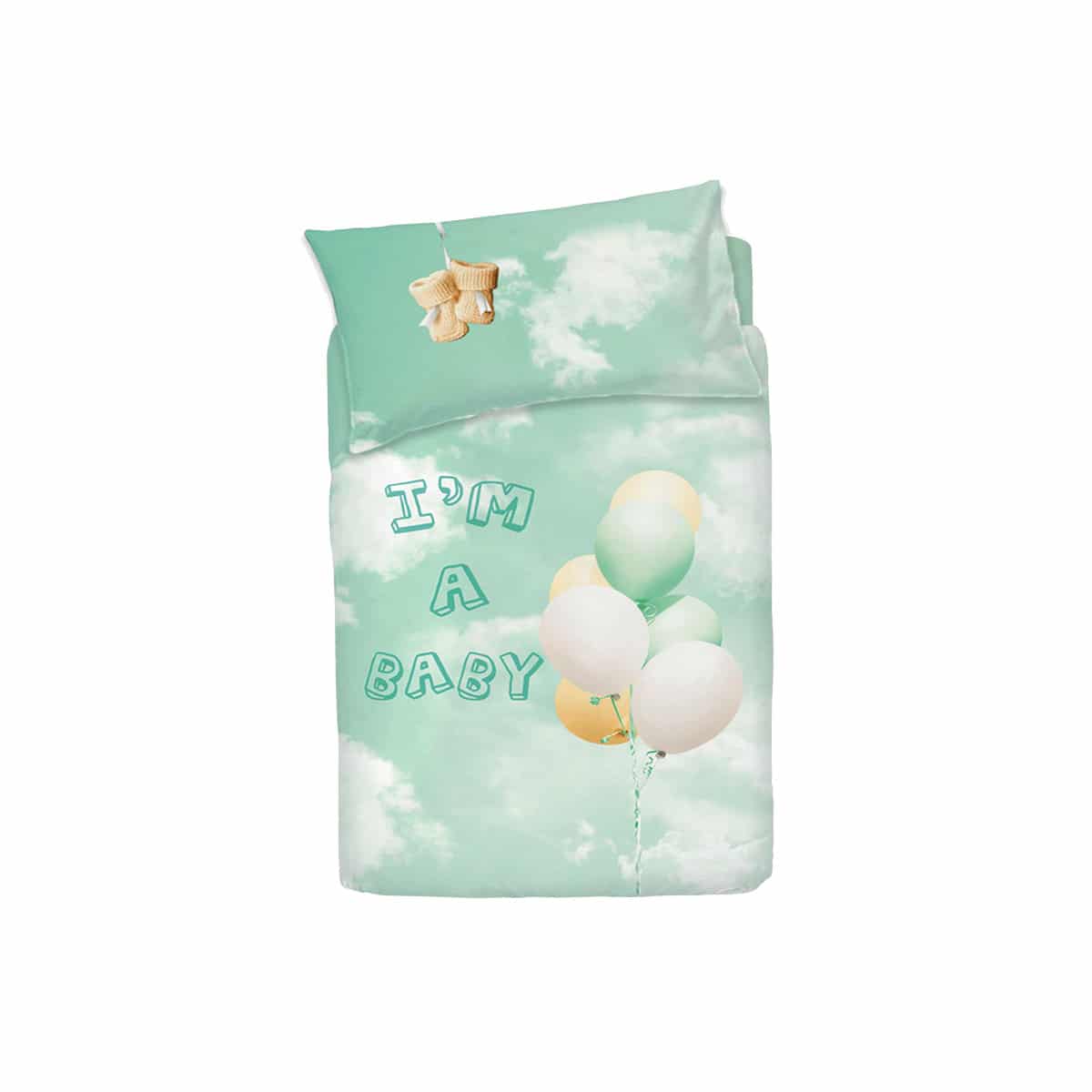 sofficepiuma bassetti copripiumino baby little balloon verde1