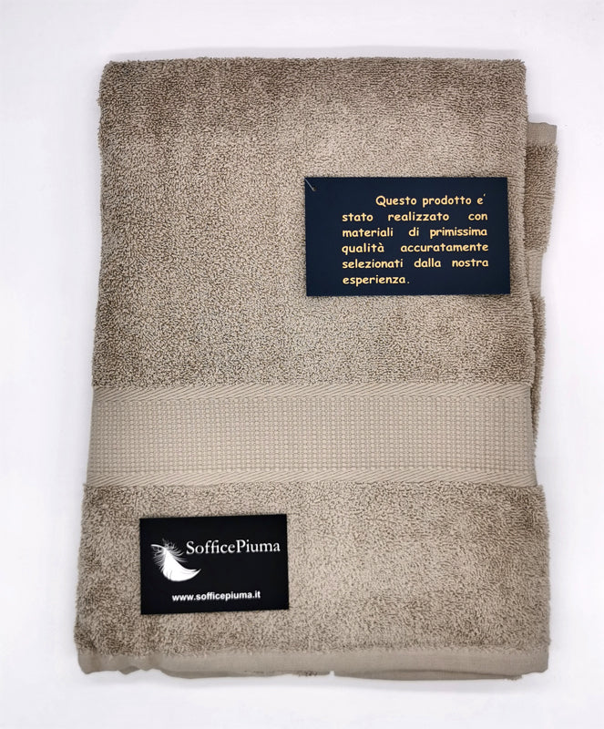 sofficepiuma coppia asciugamani diamante tortora