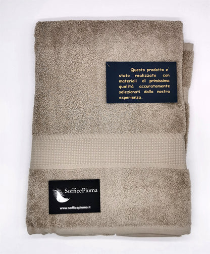 sofficepiuma coppia asciugamani diamante tortora