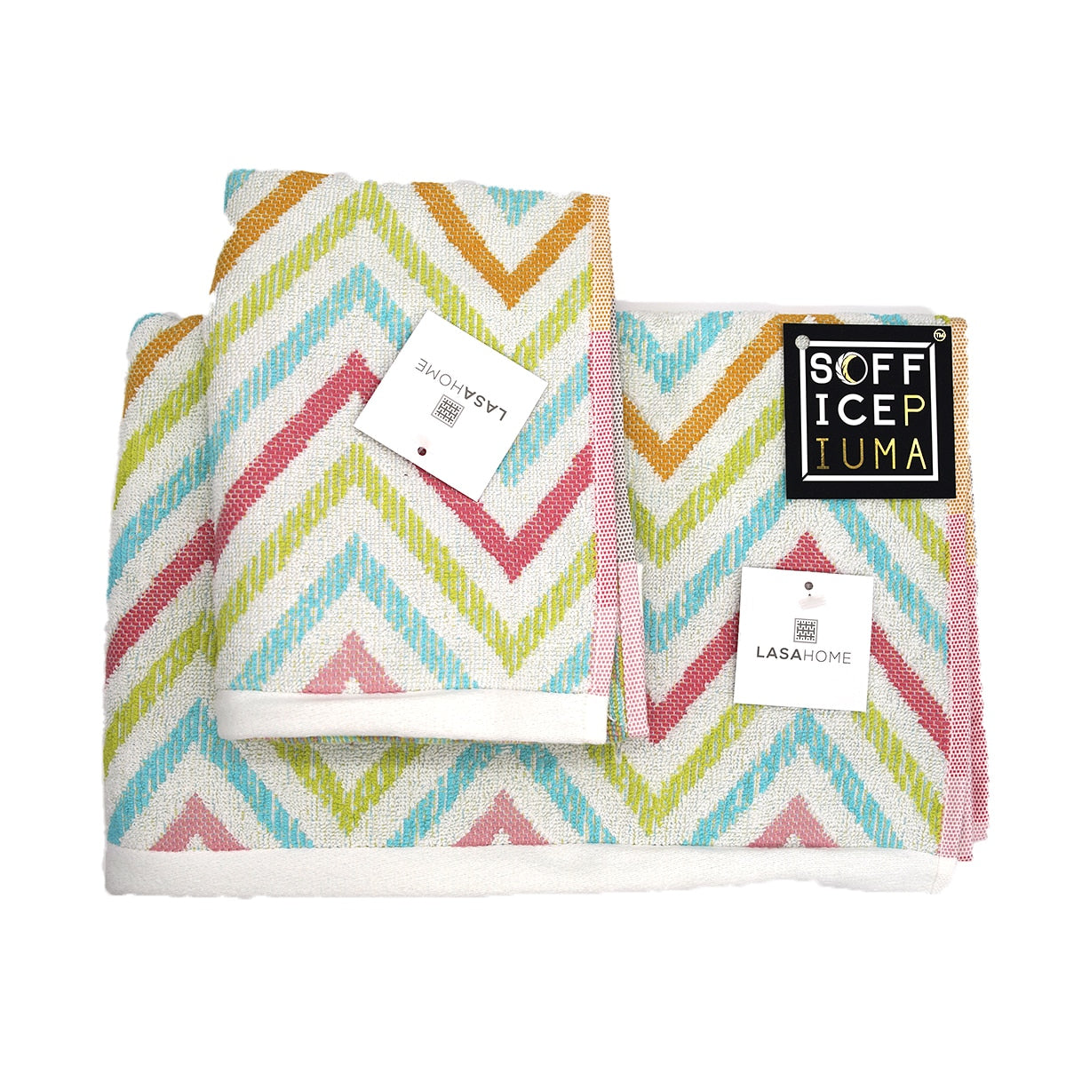 sofficepiuma coppia asciugamani floralasa zig zag 1