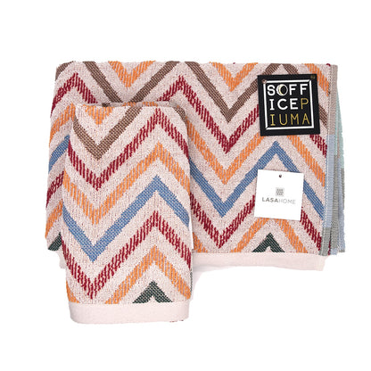 sofficepiuma coppia asciugamani floralasa zig zag