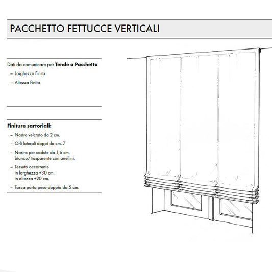 Cucitura a PACCHETTO semplice - con fettuccia verticale - altezza max 330cm