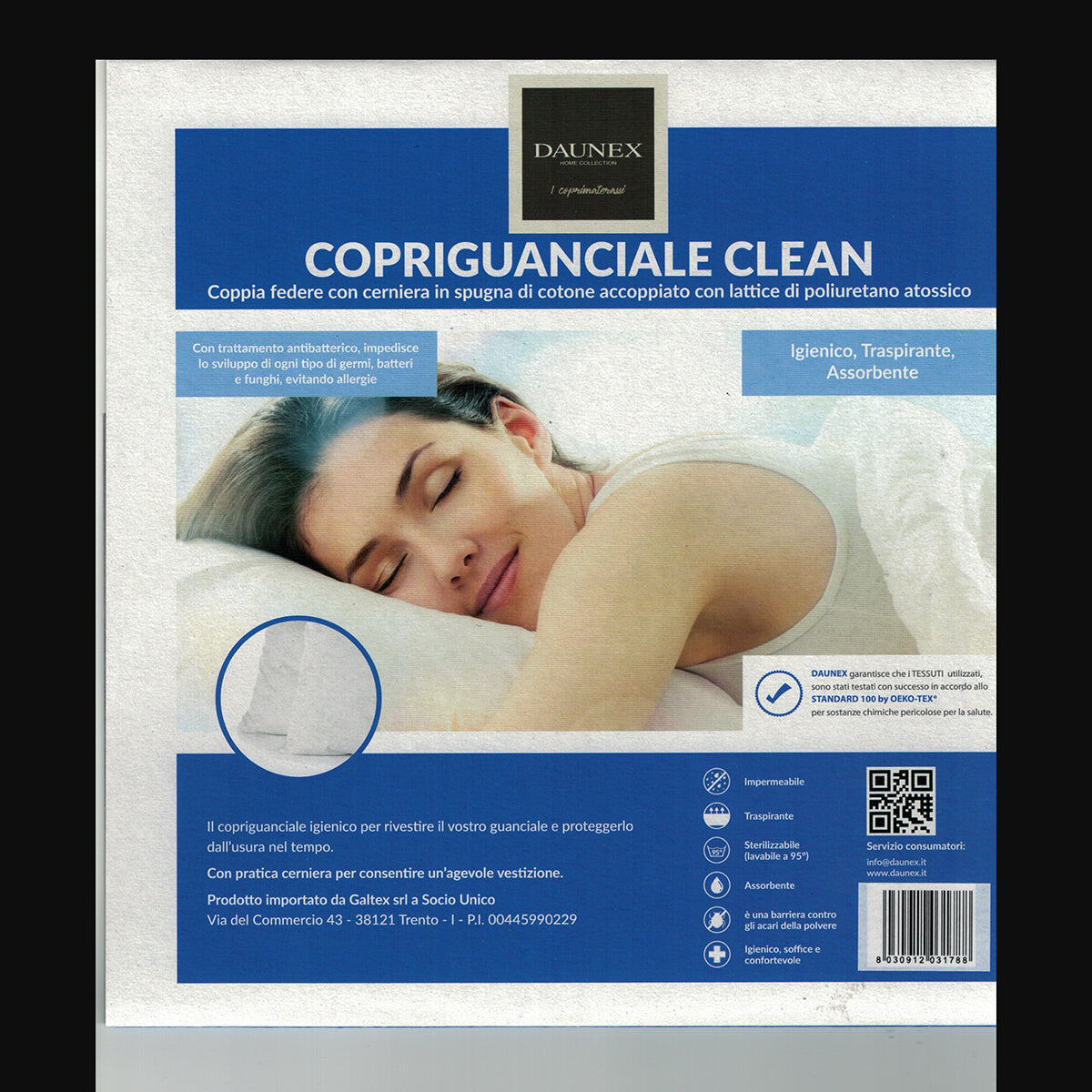 sofficepiuma daunex copriguanciale impermeabile clean