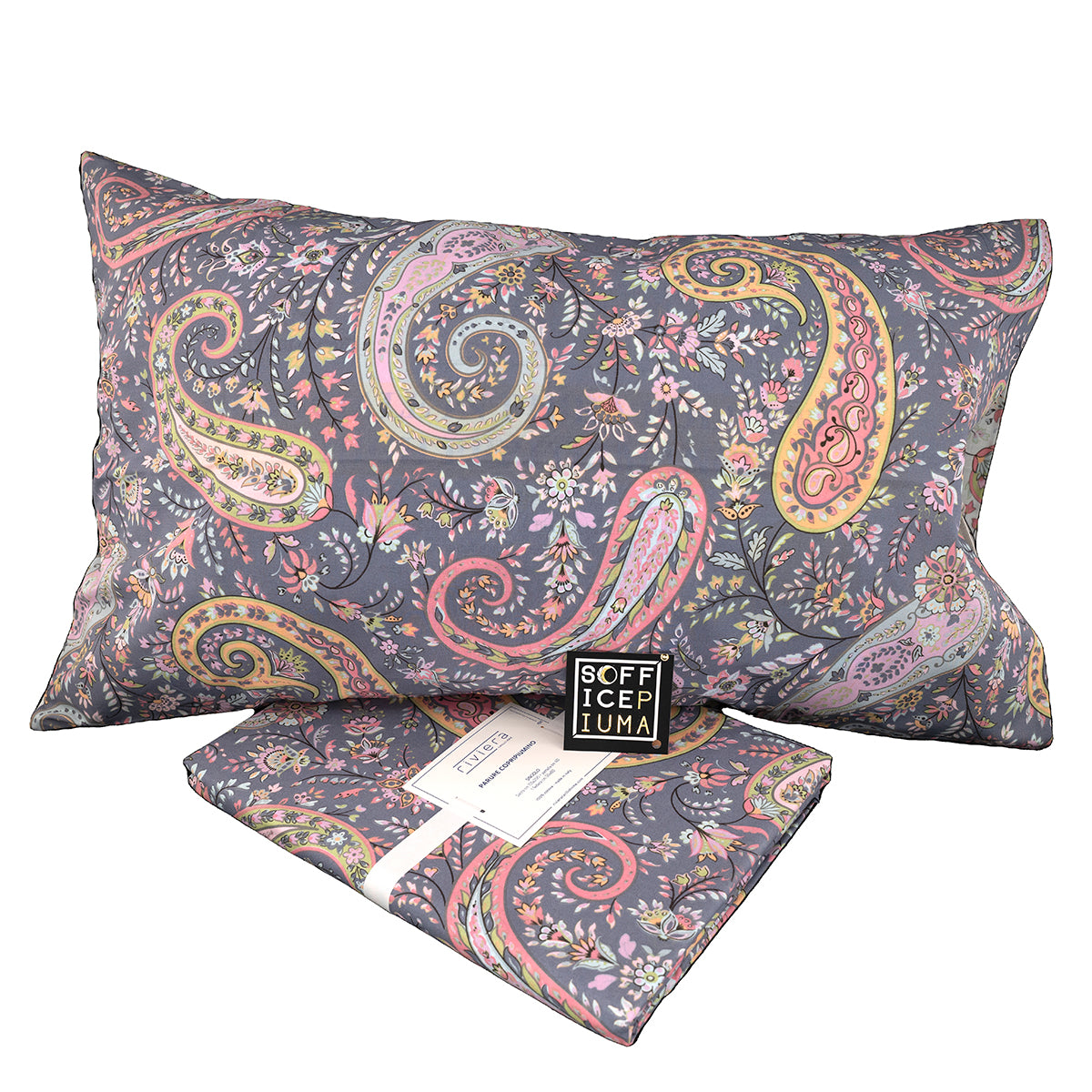 sofficepiuma riviera completo letto lenzuolo matrimoniale fantasia righe amalia fronte