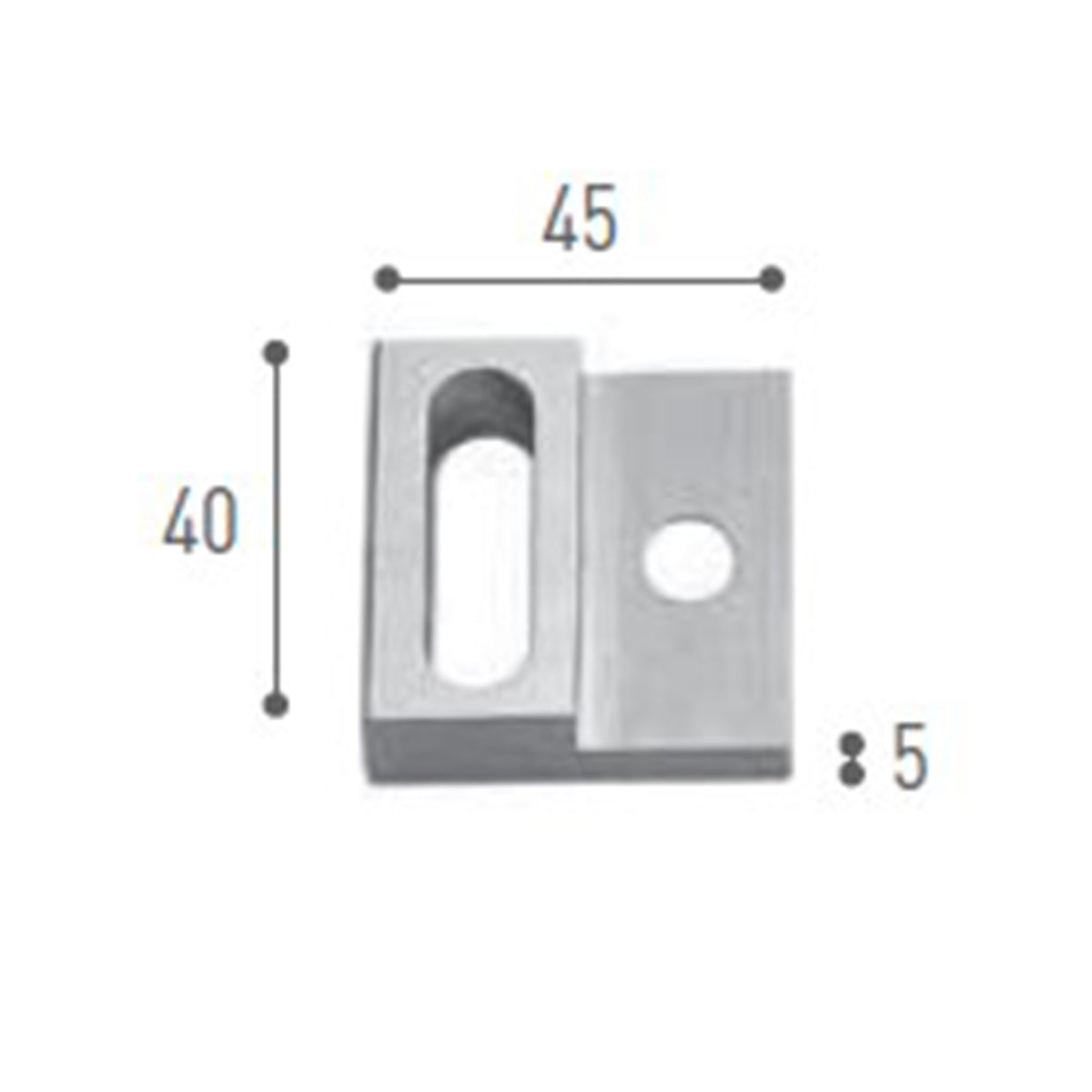 Scaglioni Binario alluminio per montaggio tende rettangolare 60 x 15 mm art. Casalia a montaggio inclinato
