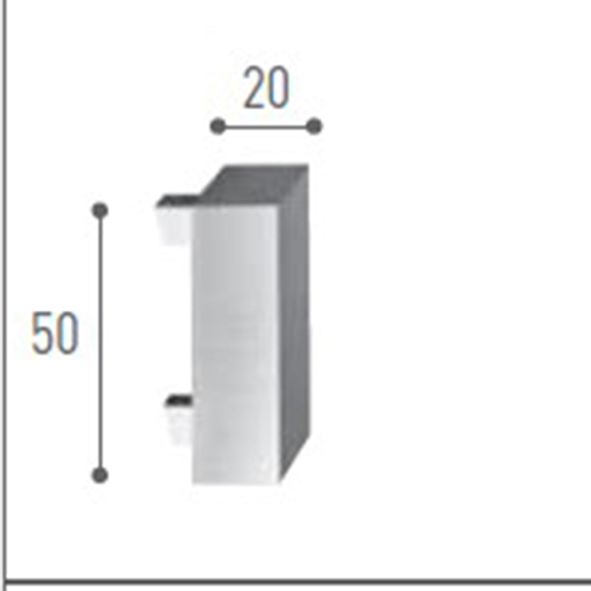 Scaglioni Binario alluminio per montaggio tende rettangolare 60 x 15 mm art. Casalia a montaggio inclinato