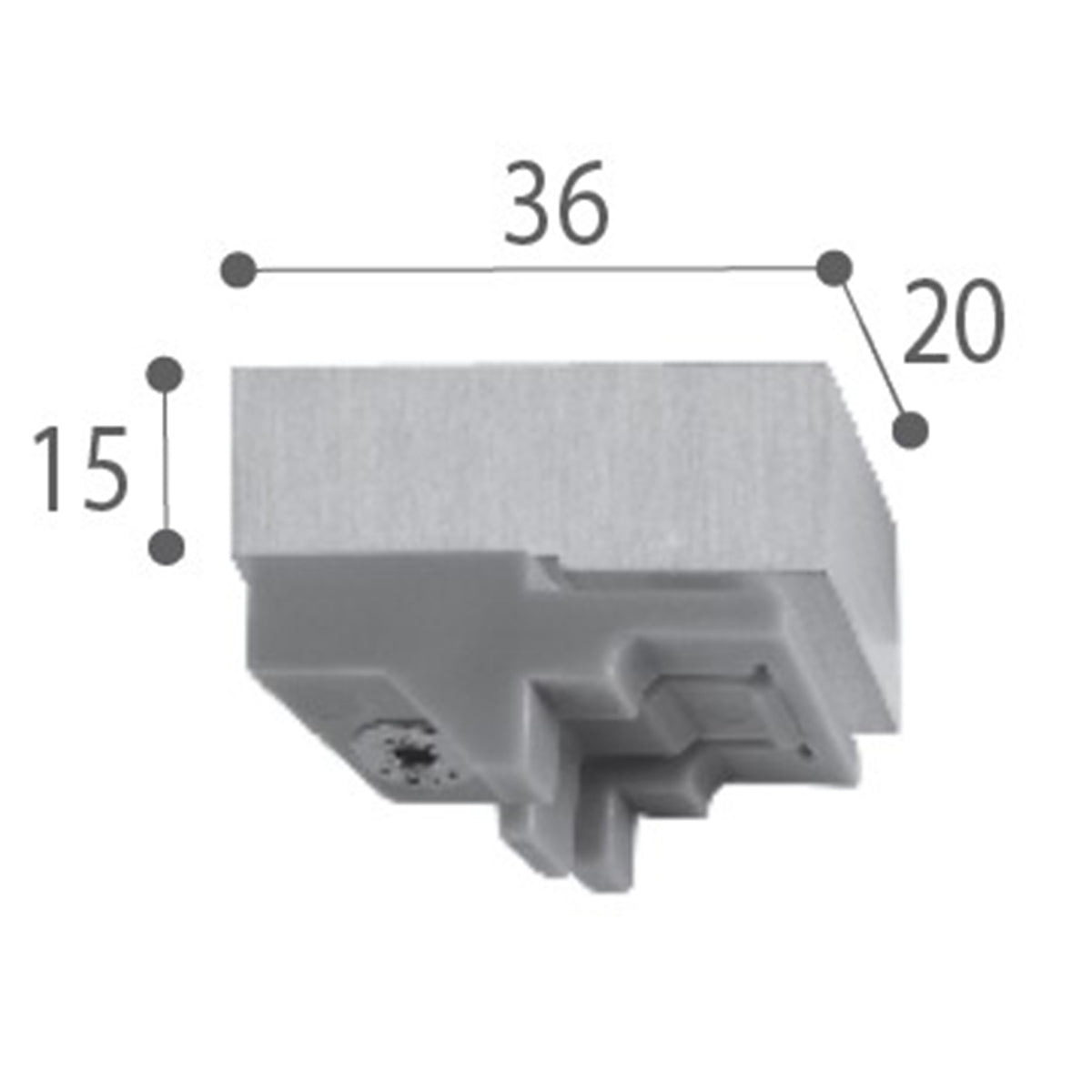 Scaglioni Binario alluminio per montaggio tende 23 x 16 mm art. MESENZIO con terminali con inserti SWAROVSKI